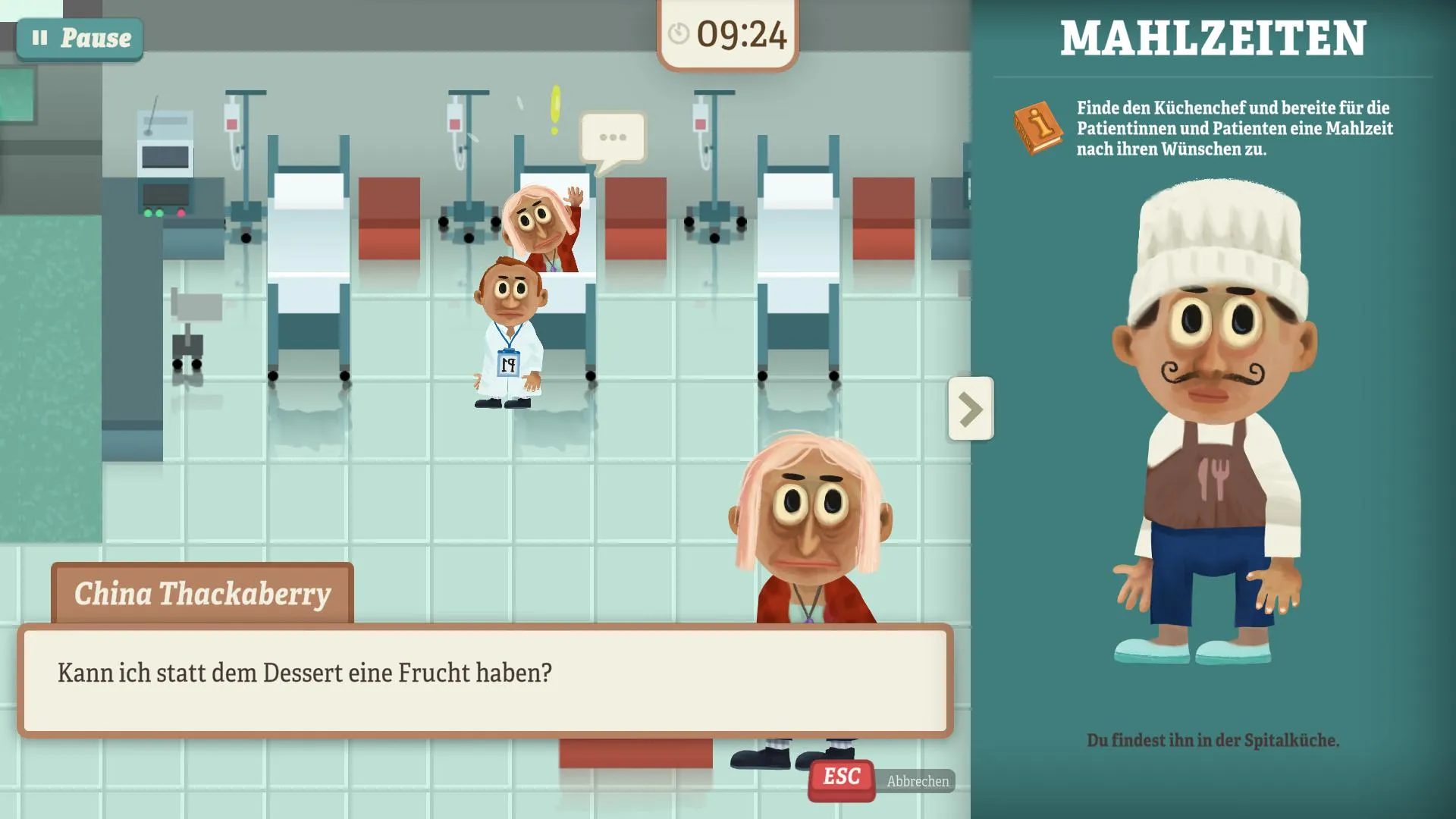 Images du jeu sérieux "Hals- und Beinbruch" réalisé par DNA Studios entreprise de jeu vidéo basée en Suisse Romande pour Hôpital Cantonal Fribourgeois 03